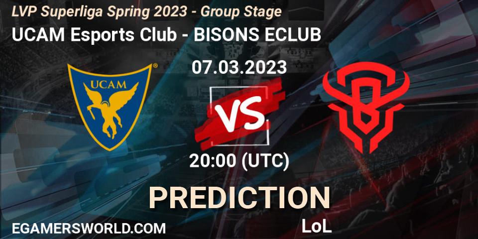 UCAM Esports Club - BISONS ECLUB: ennuste. 07.03.2023 at 18:00, LoL, LVP Superliga Spring 2023 - Group Stage