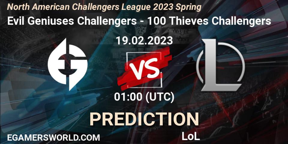 Evil Geniuses Challengers - 100 Thieves Challengers: ennuste. 19.02.23, LoL, NACL 2023 Spring - Group Stage