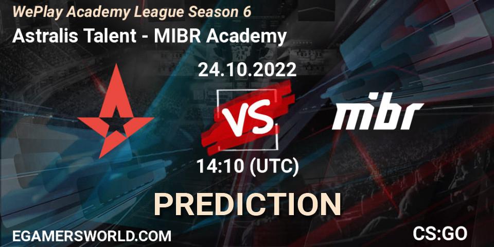 Astralis Talent - MIBR Academy: ennuste. 24.10.2022 at 14:10, Counter-Strike (CS2), WePlay Academy League Season 6