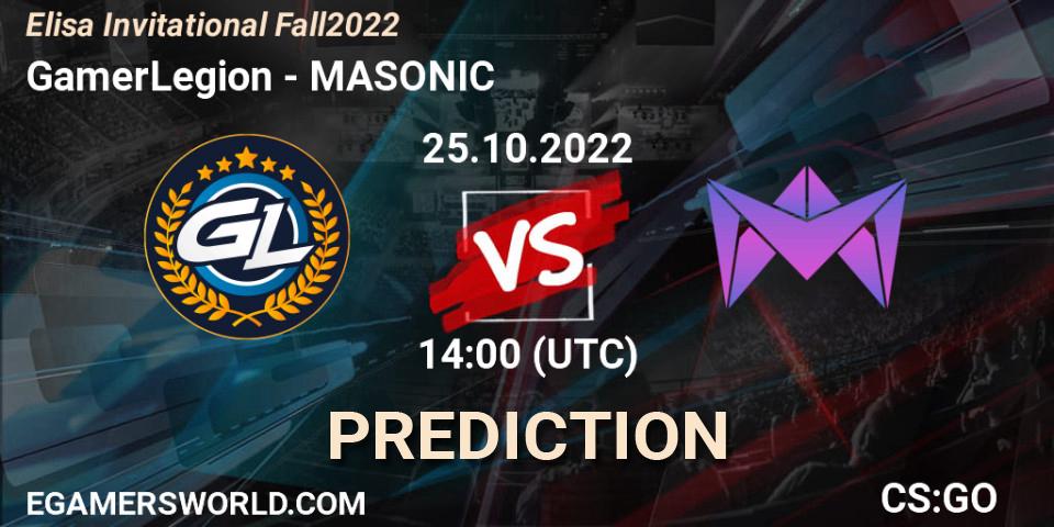 GamerLegion - MASONIC: ennuste. 25.10.2022 at 14:30, Counter-Strike (CS2), Elisa Invitational Fall 2022