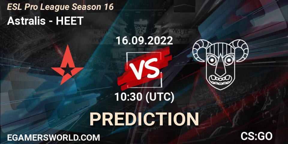 Astralis - HEET: ennuste. 16.09.2022 at 10:30, Counter-Strike (CS2), ESL Pro League Season 16