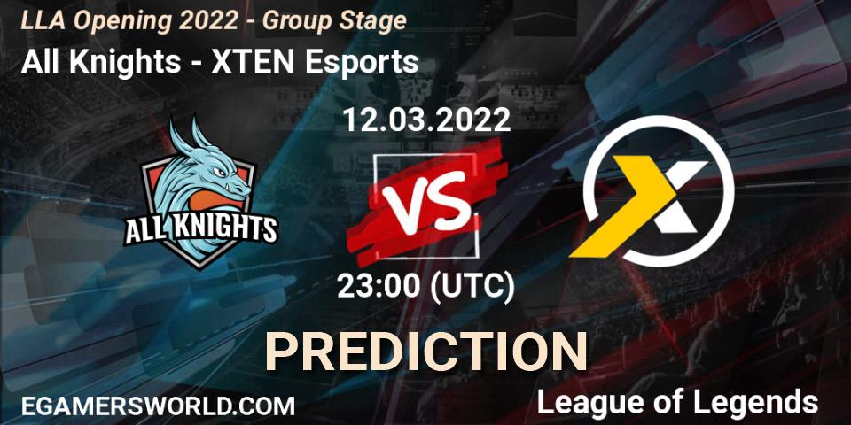 All Knights - XTEN Esports: ennuste. 13.02.2022 at 21:30, LoL, LLA Opening 2022 - Group Stage