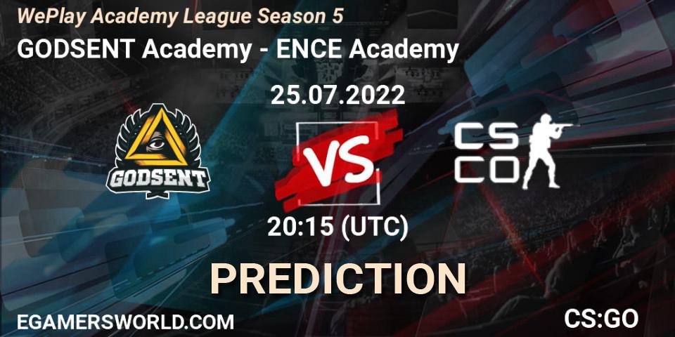 GODSENT Academy - ENCE Academy: ennuste. 25.07.2022 at 20:15, Counter-Strike (CS2), WePlay Academy League Season 5