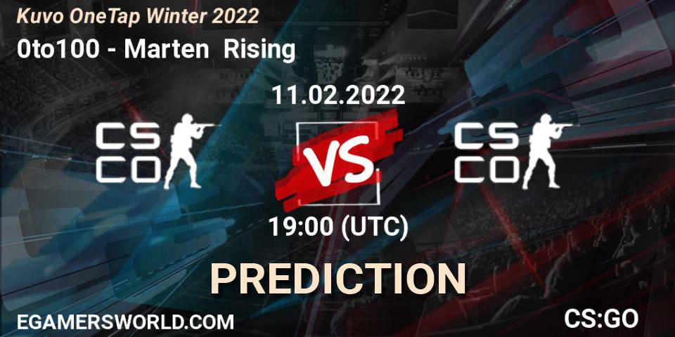 0to100 - Marten Rising: ennuste. 11.02.2022 at 20:45, Counter-Strike (CS2), Kuvo OneTap Winter 2022