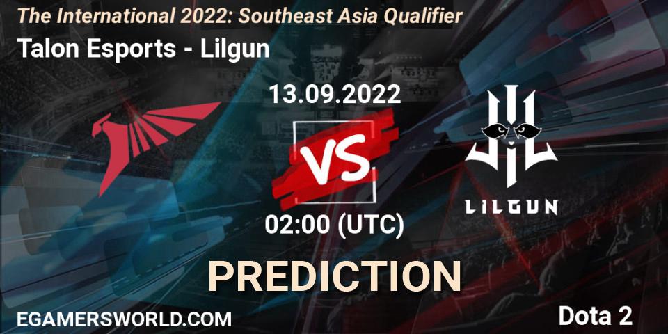 Talon Esports - Lilgun: ennuste. 13.09.22, Dota 2, The International 2022: Southeast Asia Qualifier