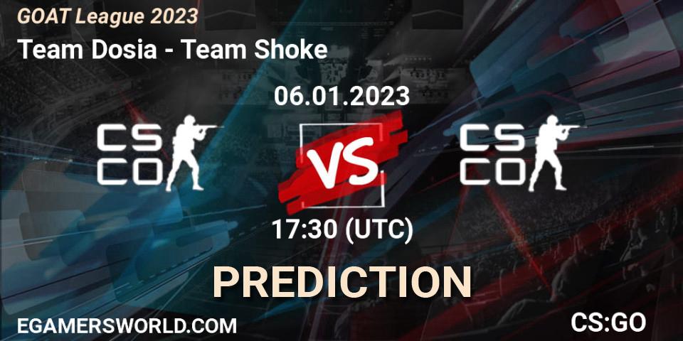 Team Dosia - Team Shoke: ennuste. 06.01.2023 at 17:30, Counter-Strike (CS2), GOAT League 2023