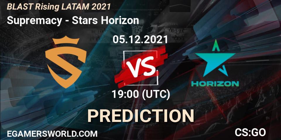 Supremacy - Stars Horizon: ennuste. 05.12.2021 at 19:05, Counter-Strike (CS2), BLAST Rising LATAM 2021