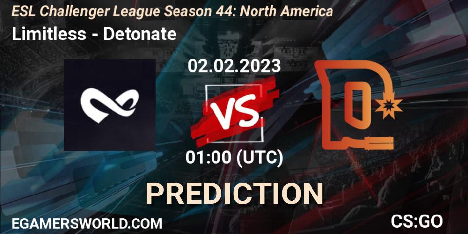 Limitless - Detonate: ennuste. 02.03.23, CS2 (CS:GO), ESL Challenger League Season 44: North America