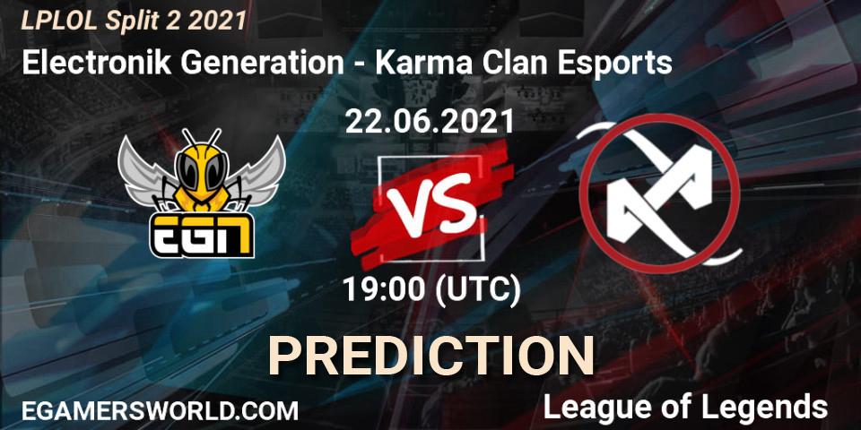 Electronik Generation - Karma Clan Esports: ennuste. 22.06.2021 at 19:00, LoL, LPLOL Split 2 2021