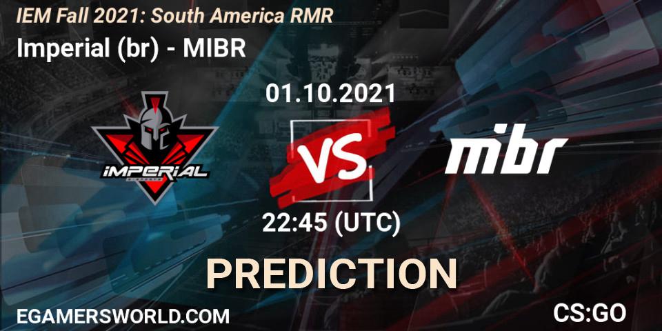 Imperial (br) - MIBR: ennuste. 01.10.2021 at 22:45, Counter-Strike (CS2), IEM Fall 2021: South America RMR