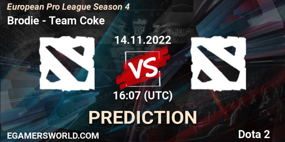 Brodie - Team Coke: ennuste. 14.11.2022 at 07:07, Dota 2, European Pro League Season 4