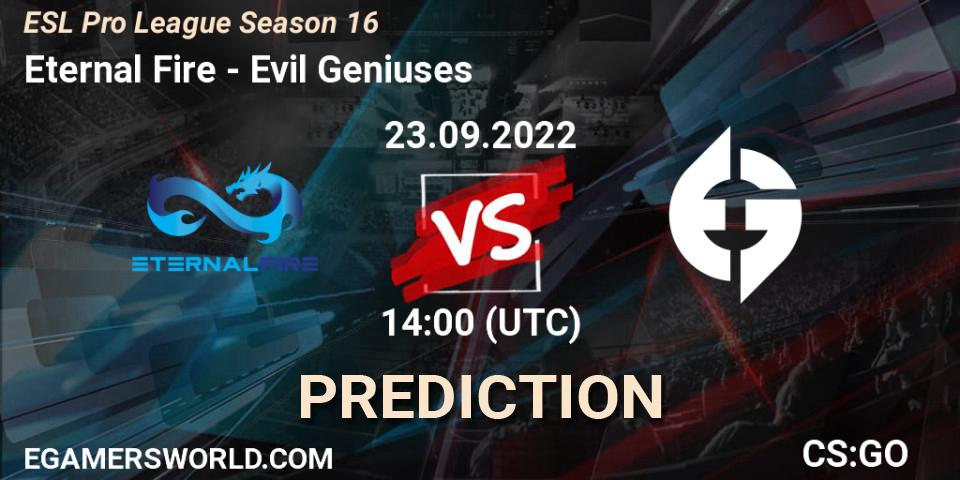 Eternal Fire - Evil Geniuses: ennuste. 23.09.22, CS2 (CS:GO), ESL Pro League Season 16