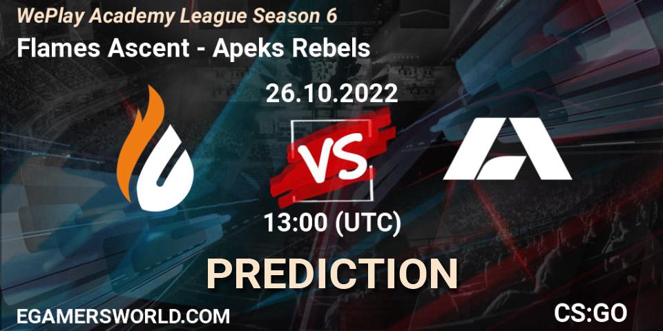 Flames Ascent - Apeks Rebels: ennuste. 26.10.22, CS2 (CS:GO), WePlay Academy League Season 6