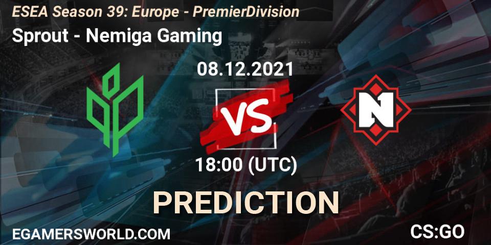 Sprout - Nemiga Gaming: ennuste. 08.12.2021 at 18:00, Counter-Strike (CS2), ESEA Season 39: Europe - Premier Division