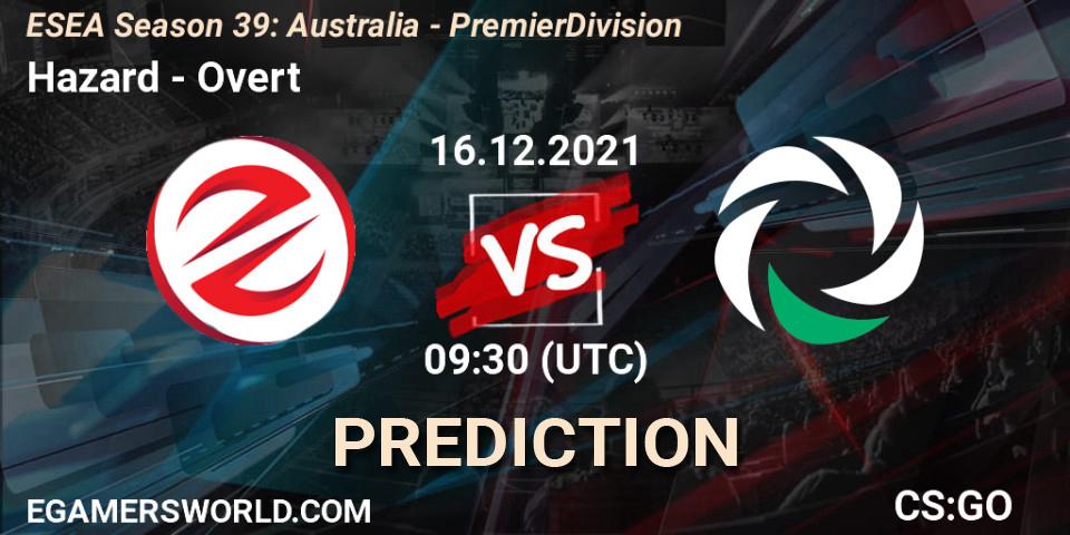 Hazard - Overt: ennuste. 16.12.2021 at 09:30, Counter-Strike (CS2), ESEA Season 39: Australia - Premier Division