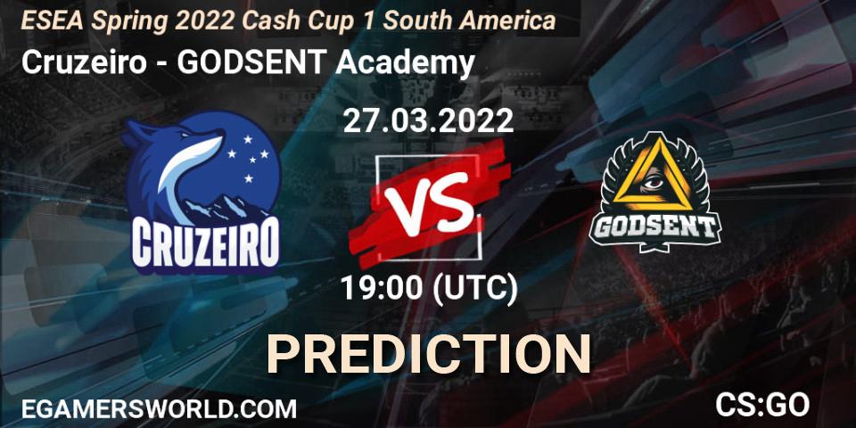 Cruzeiro - GODSENT Academy: ennuste. 27.03.2022 at 19:00, Counter-Strike (CS2), ESEA Spring 2022 Cash Cup 1 South America