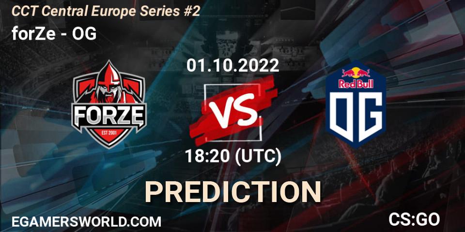 forZe - OG: ennuste. 01.10.2022 at 18:20, Counter-Strike (CS2), CCT Central Europe Series #2