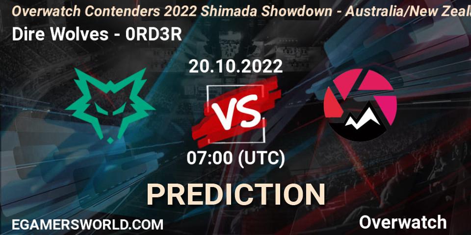 Dire Wolves - 0RD3R: ennuste. 20.10.2022 at 07:00, Overwatch, Overwatch Contenders 2022 Shimada Showdown - Australia/New Zealand - October