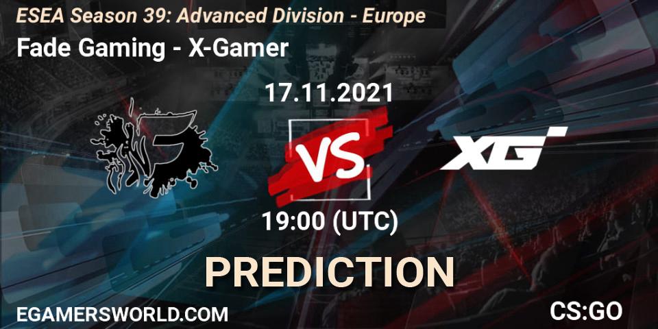 Fade Gaming - X-Gamer: ennuste. 17.11.2021 at 20:00, Counter-Strike (CS2), ESEA Season 39: Advanced Division - Europe