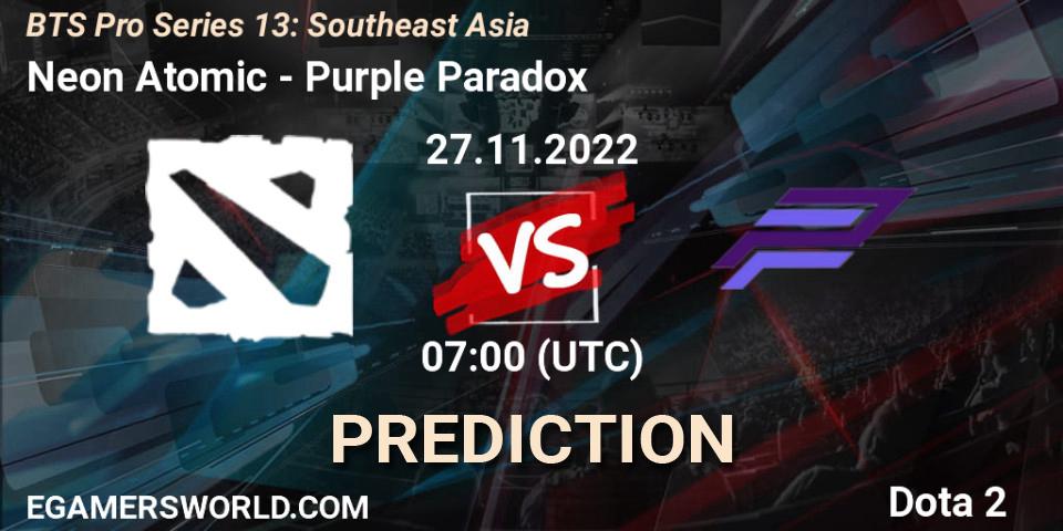 Neon Atomic - Purple Paradox: ennuste. 27.11.22, Dota 2, BTS Pro Series 13: Southeast Asia
