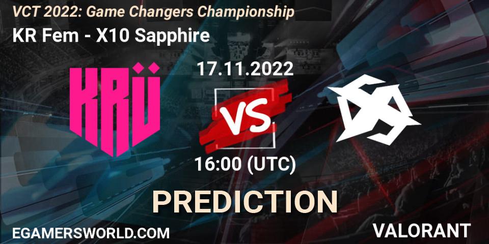KRÜ Fem - X10 Sapphire: ennuste. 17.11.2022 at 18:00, VALORANT, VCT 2022: Game Changers Championship