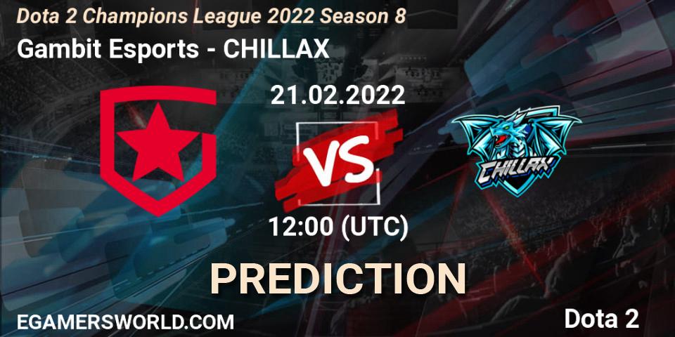 Gambit Esports - CHILLAX: ennuste. 21.02.2022 at 11:59, Dota 2, Dota 2 Champions League 2022 Season 8