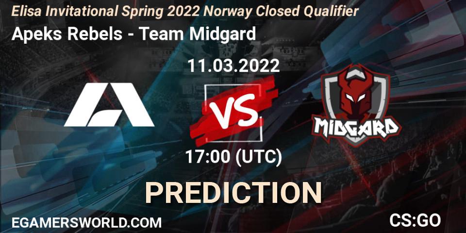 Apeks Rebels - Team Midgard: ennuste. 11.03.2022 at 17:00, Counter-Strike (CS2), Elisa Invitational Spring 2022 Norway Closed Qualifier