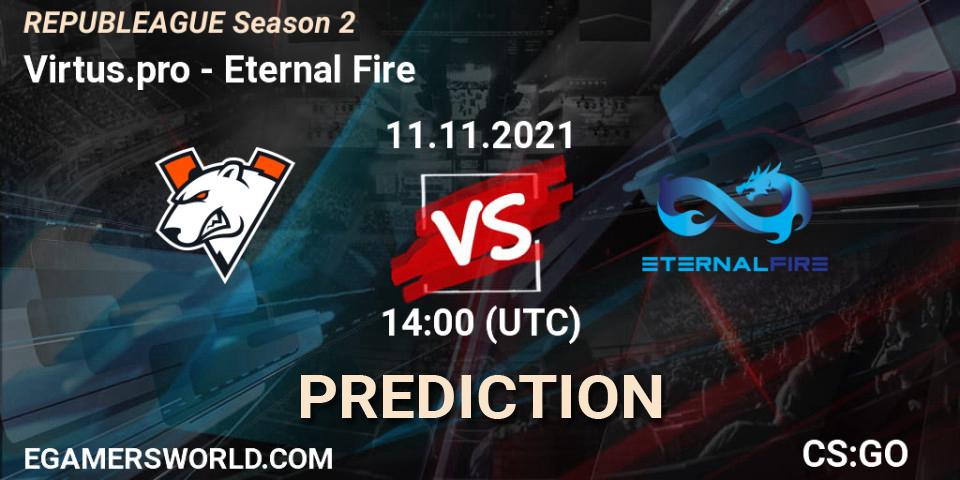 Virtus.pro - Eternal Fire: ennuste. 11.11.2021 at 15:00, Counter-Strike (CS2), REPUBLEAGUE Season 2