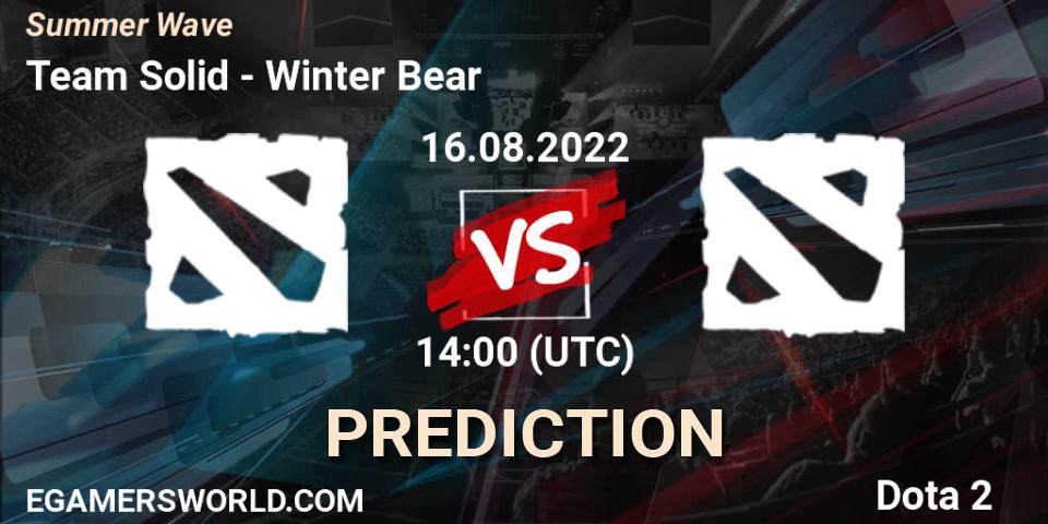 Team Solid - Winter Bear: ennuste. 16.08.2022 at 14:03, Dota 2, Summer Wave
