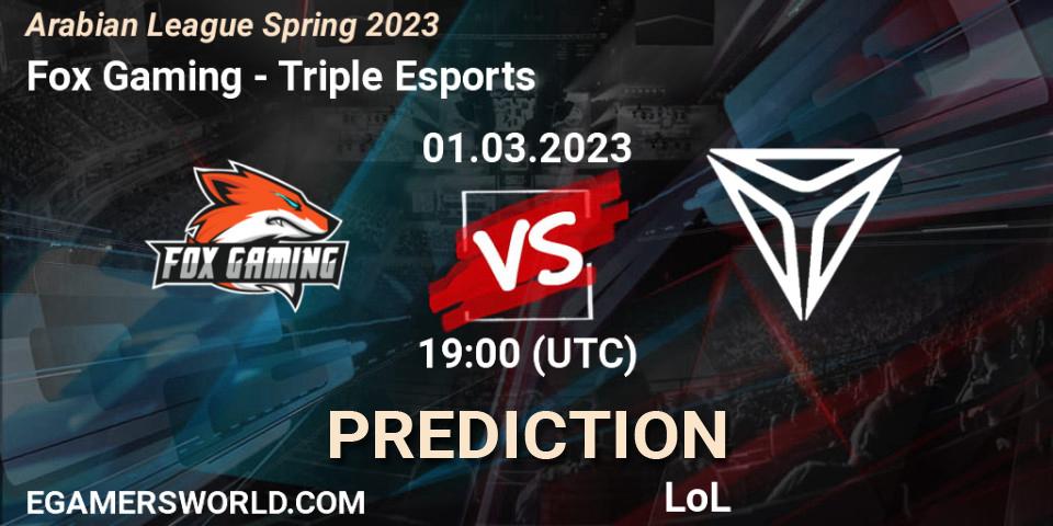 Fox Gaming - Triple Esports: ennuste. 08.02.23, LoL, Arabian League Spring 2023