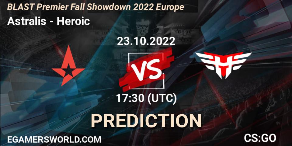Astralis - Heroic: ennuste. 23.10.2022 at 17:30, Counter-Strike (CS2), BLAST Premier Fall Showdown 2022 Europe