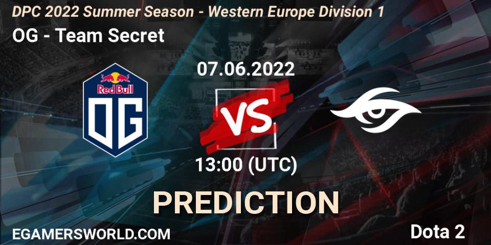 OG - Team Secret: ennuste. 07.06.2022 at 12:55, Dota 2, DPC WEU 2021/2022 Tour 3: Division I