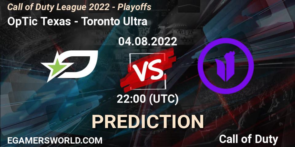 OpTic Texas - Toronto Ultra: ennuste. 05.08.22, Call of Duty, Call of Duty League 2022 - Playoffs