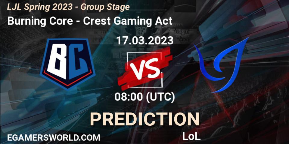 Burning Core - Crest Gaming Act: ennuste. 17.03.2023 at 08:00, LoL, LJL Spring 2023 - Group Stage