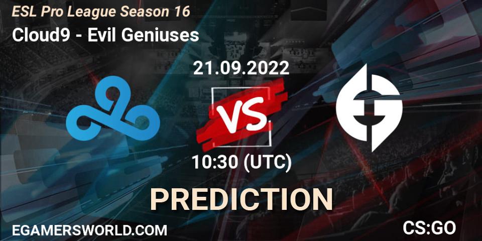 Cloud9 - Evil Geniuses: ennuste. 21.09.22, CS2 (CS:GO), ESL Pro League Season 16