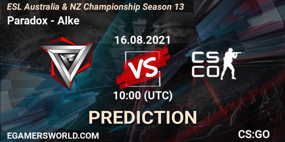Paradox - Alke: ennuste. 16.08.2021 at 10:05, Counter-Strike (CS2), ESL Australia & NZ Championship Season 13