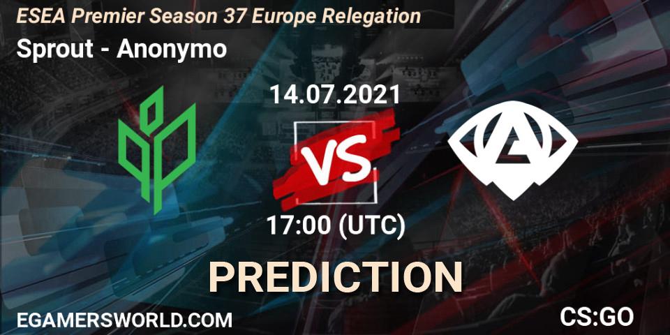 Sprout - Anonymo: ennuste. 14.07.2021 at 17:00, Counter-Strike (CS2), ESEA Premier Season 37 Europe Relegation
