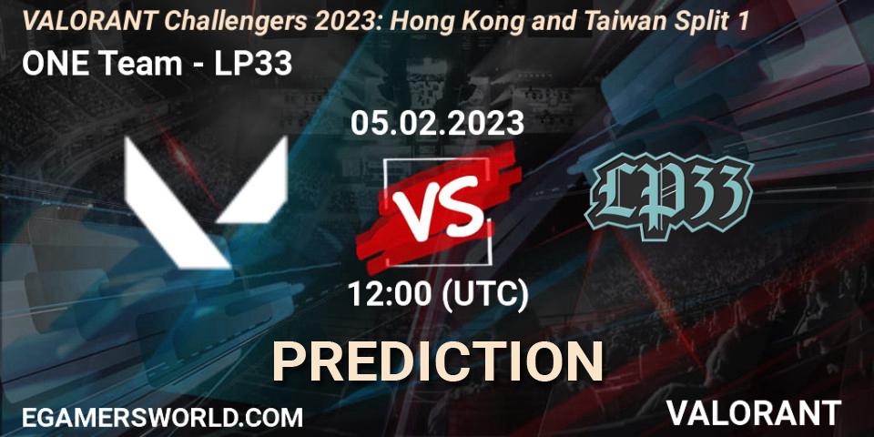 ONE Team - LP33: ennuste. 05.02.23, VALORANT, VALORANT Challengers 2023: Hong Kong and Taiwan Split 1