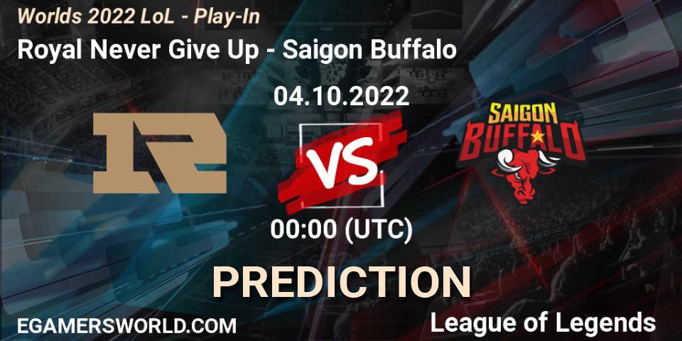 Royal Never Give Up - Saigon Buffalo: ennuste. 03.10.22, LoL, Worlds 2022 LoL - Play-In