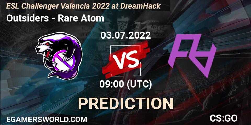 Outsiders - Rare Atom: ennuste. 03.07.2022 at 09:00, Counter-Strike (CS2), ESL Challenger Valencia 2022 at DreamHack