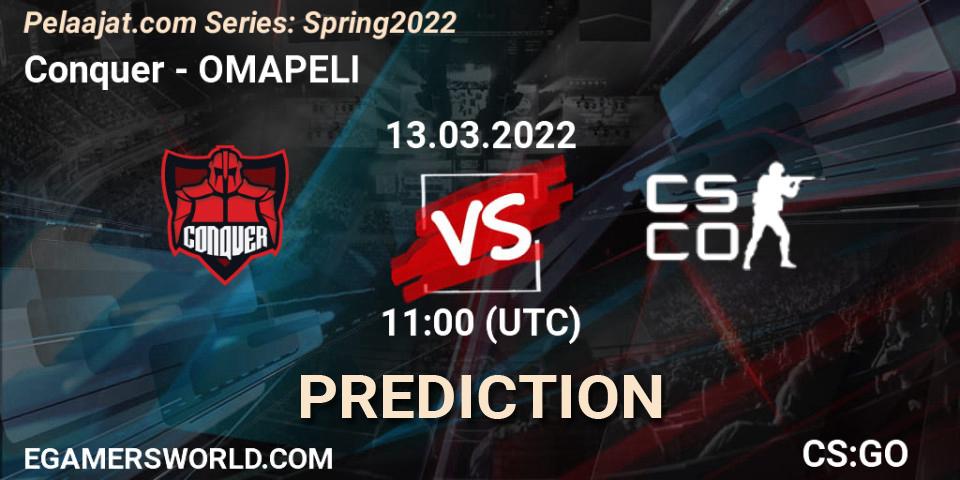 Conquer - OMAPELI: ennuste. 13.03.2022 at 11:00, Counter-Strike (CS2), Pelaajat.com Series: Spring 2022