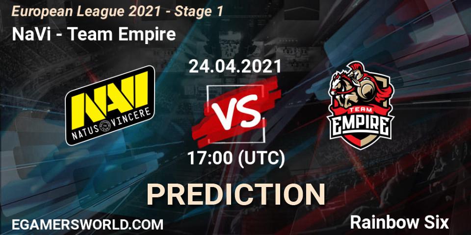 NaVi - Team Empire: ennuste. 24.04.21, Rainbow Six, European League 2021 - Stage 1