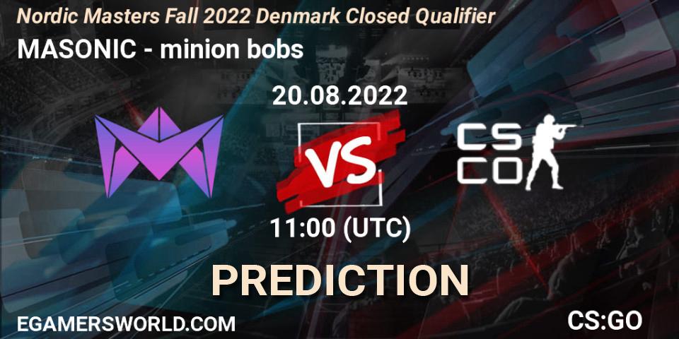 MASONIC - minion bobs: ennuste. 20.08.2022 at 11:10, Counter-Strike (CS2), Nordic Masters Fall 2022 Denmark Closed Qualifier