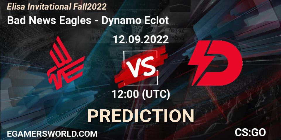 Bad News Eagles - Dynamo Eclot: ennuste. 12.09.2022 at 12:00, Counter-Strike (CS2), Elisa Invitational Fall 2022
