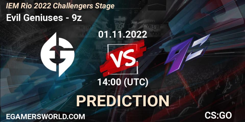 Evil Geniuses - 9z: ennuste. 01.11.22, CS2 (CS:GO), IEM Rio 2022 Challengers Stage