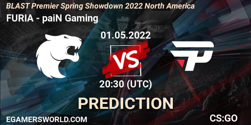 FURIA - paiN Gaming: ennuste. 01.05.2022 at 21:05, Counter-Strike (CS2), BLAST Premier Spring Showdown 2022 North America