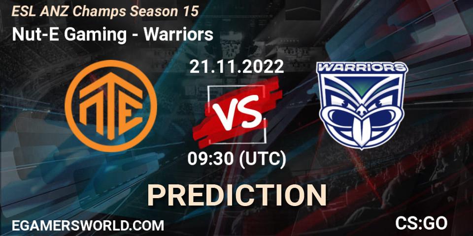 Nut-E Gaming - Warriors: ennuste. 21.11.2022 at 09:30, Counter-Strike (CS2), ESL ANZ Champs Season 15