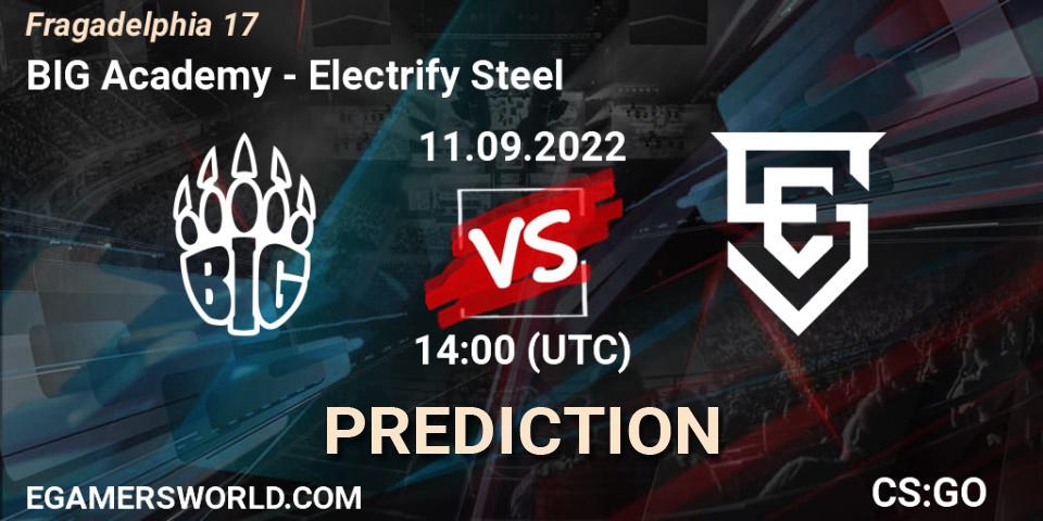 BIG Academy - Electrify Steel: ennuste. 11.09.2022 at 14:10, Counter-Strike (CS2), Fragadelphia 17