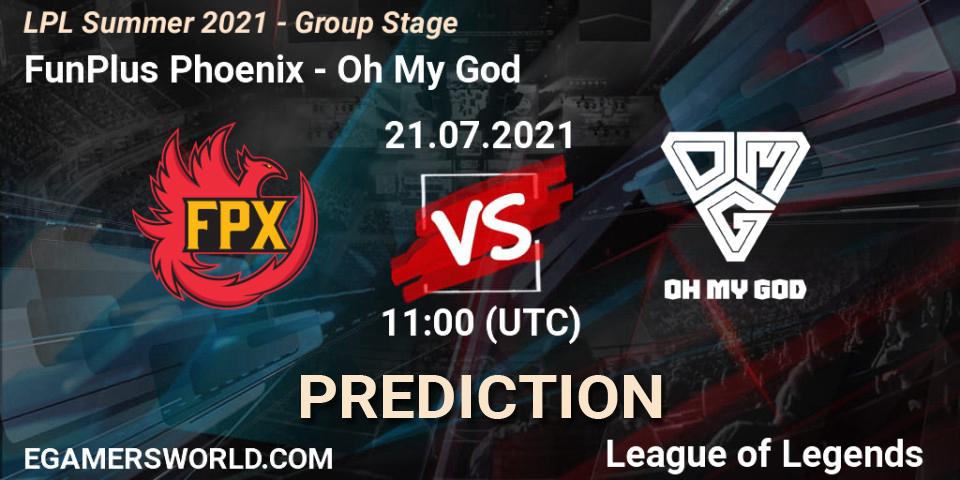 FunPlus Phoenix - Oh My God: ennuste. 21.07.2021 at 12:00, LoL, LPL Summer 2021 - Group Stage
