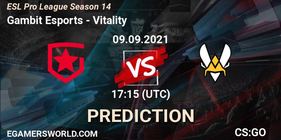Gambit Esports - Vitality: ennuste. 09.09.2021 at 17:55, Counter-Strike (CS2), ESL Pro League Season 14